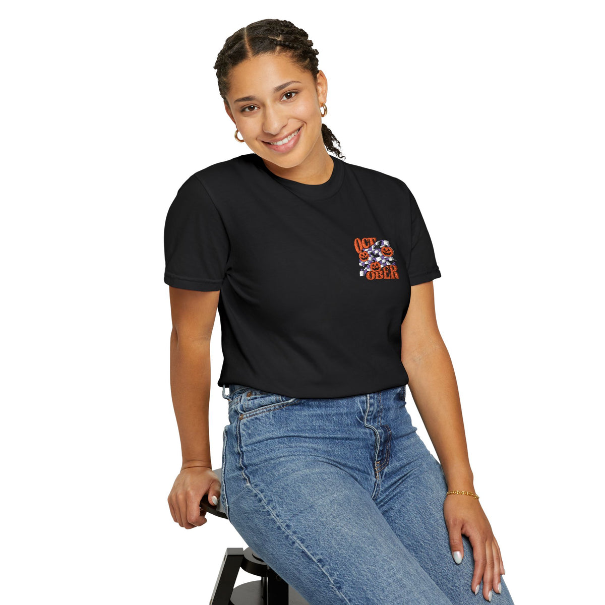 Embroidered Retro "October" Halloween Tee