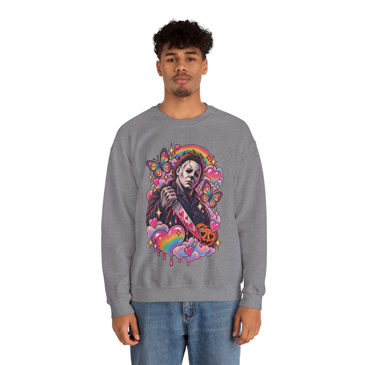 Colorful Michael Myers Horror Heart Crewneck