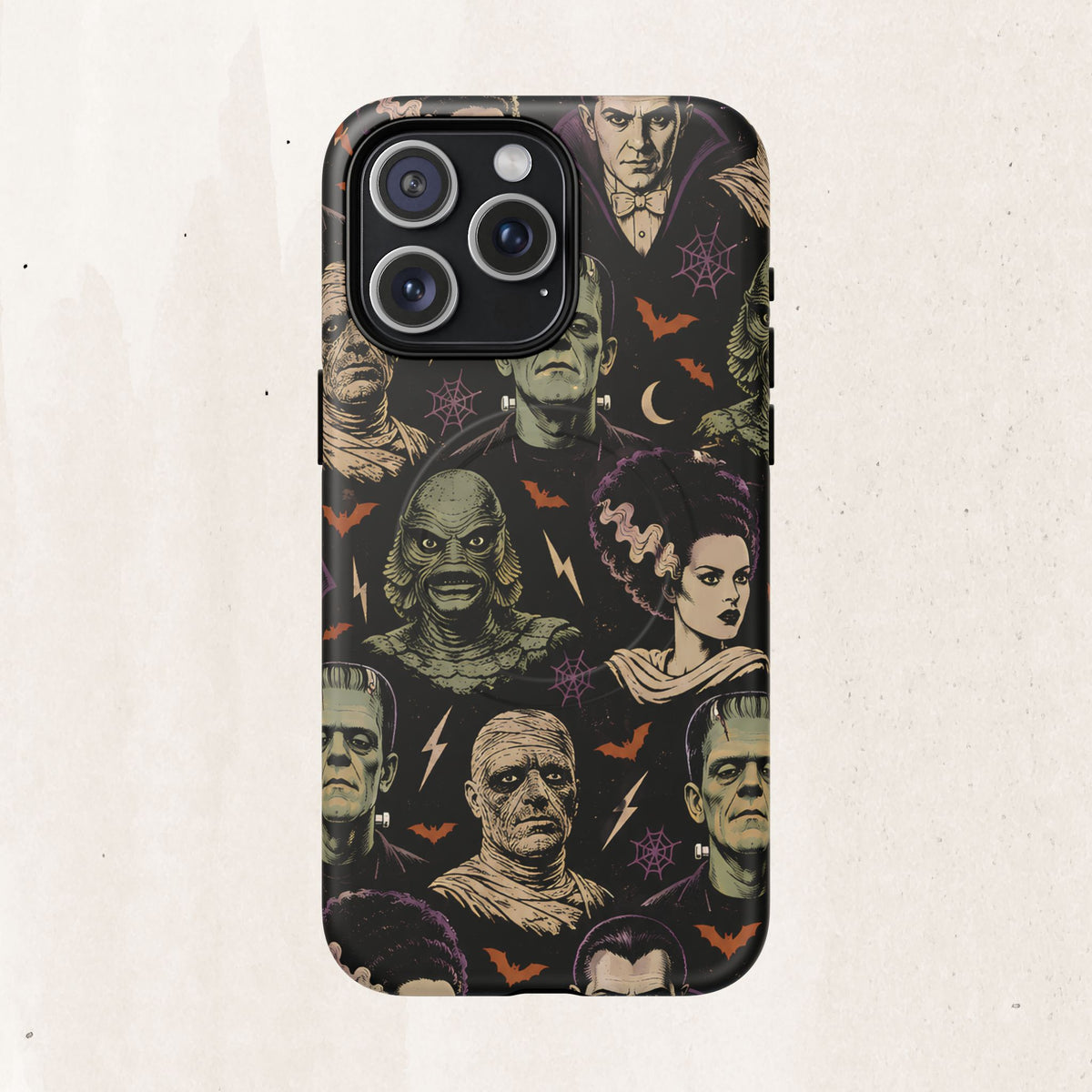 Monster Mash Magnetic Phone Case — Retro Classic Horror Collage