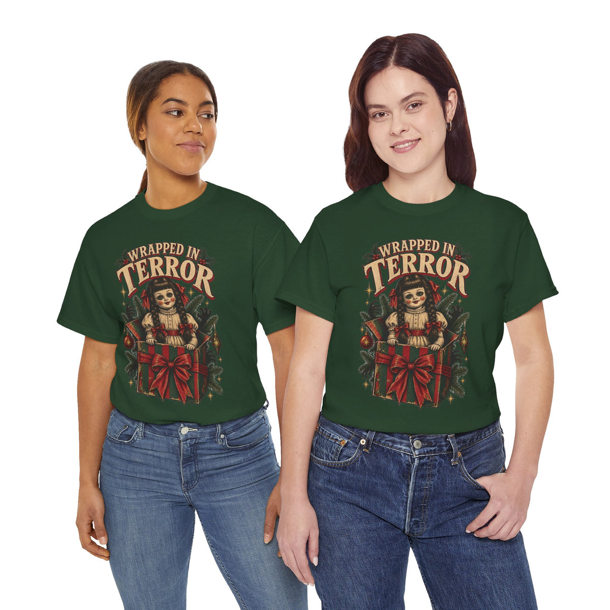 Haunted Doll Christmas Tee Printify