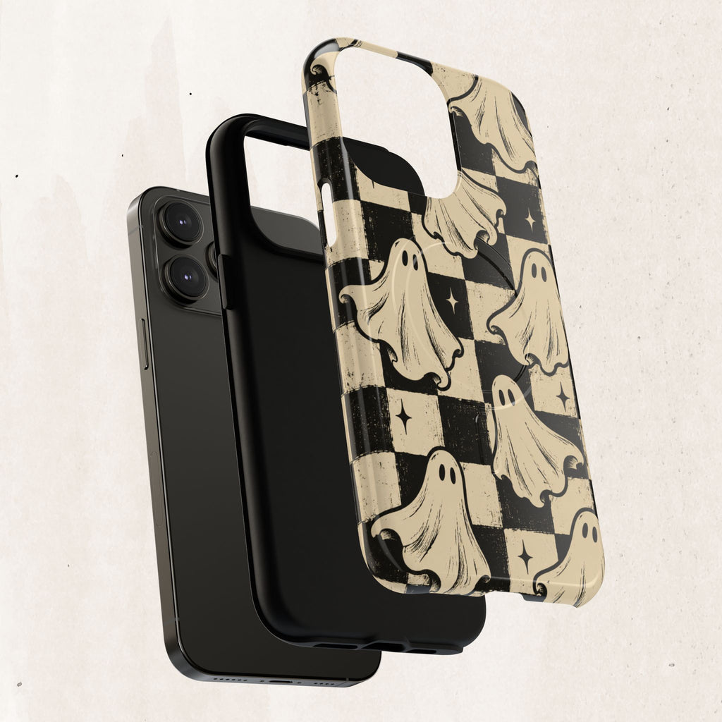 Ghost Checker Tough Magnetic Phone Case — Retro Spooky iPhone Cover Printify