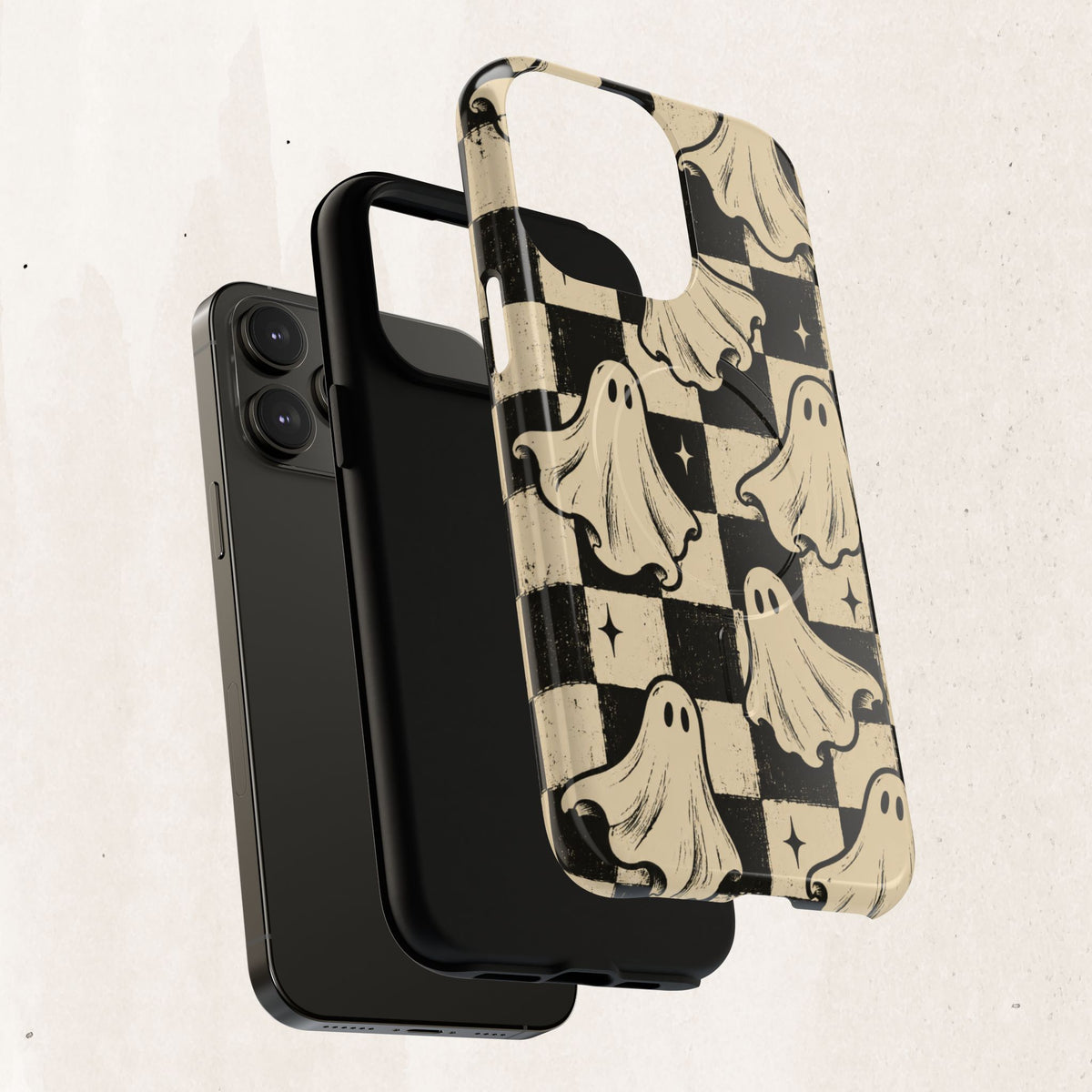 Ghost Checker Tough Magnetic Phone Case — Retro Spooky iPhone Cover Printify