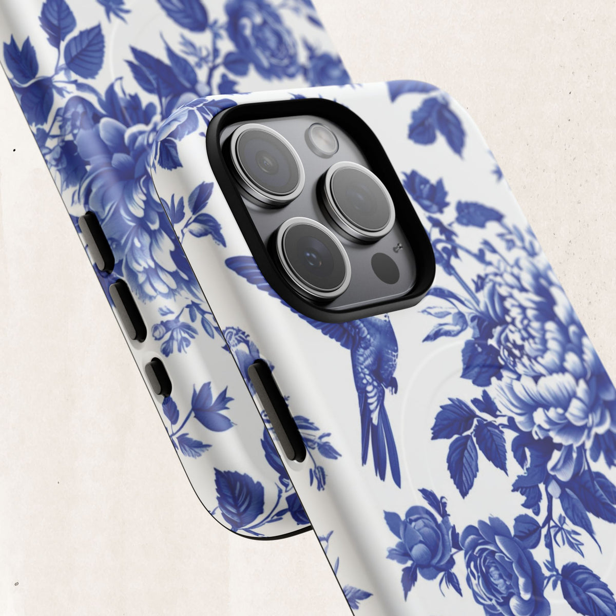 Blue Floral Bird Tough Magnetic Phone Case