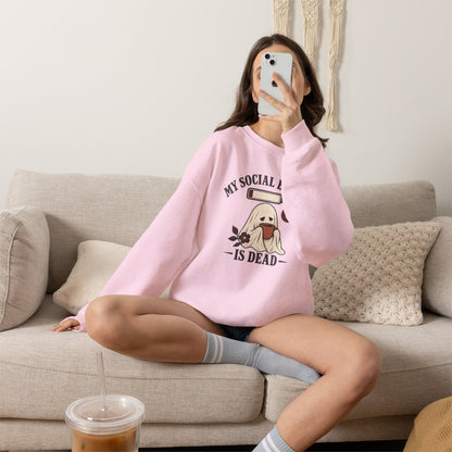 Cute Ghost "My Social Battery Is Dead" Crewneck Sweatshirt