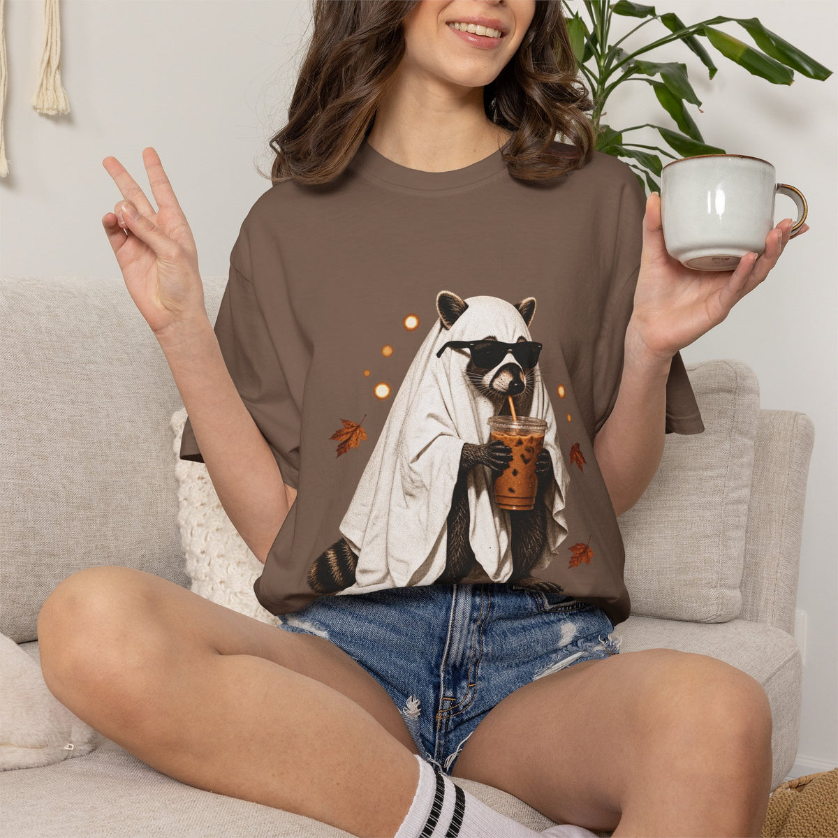 Halloween Raccoon Ghost Costume Tee