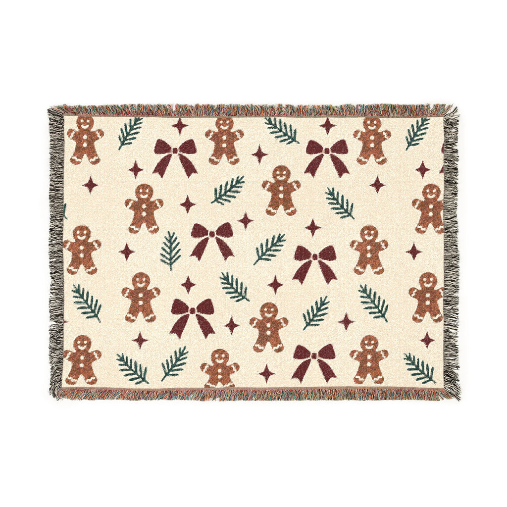 Gingerbread Holiday Woven Blanket Printify