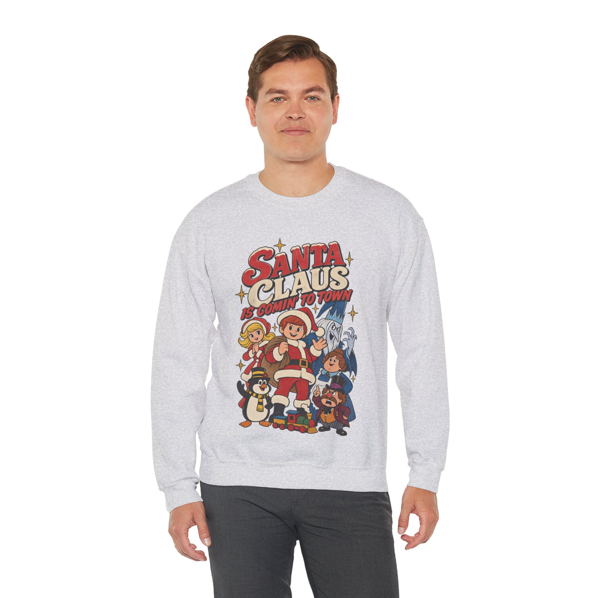 Santa Claus Is Comin' to Town Crewneck Sweatshirt in Ash, alternate view
