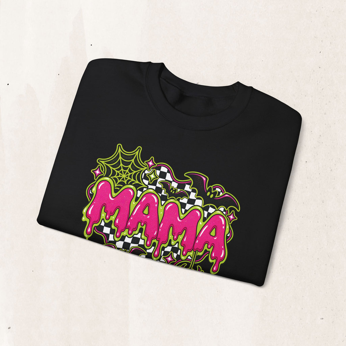 Neon Drip Checkerboard "Mama" Design Sweatshirt