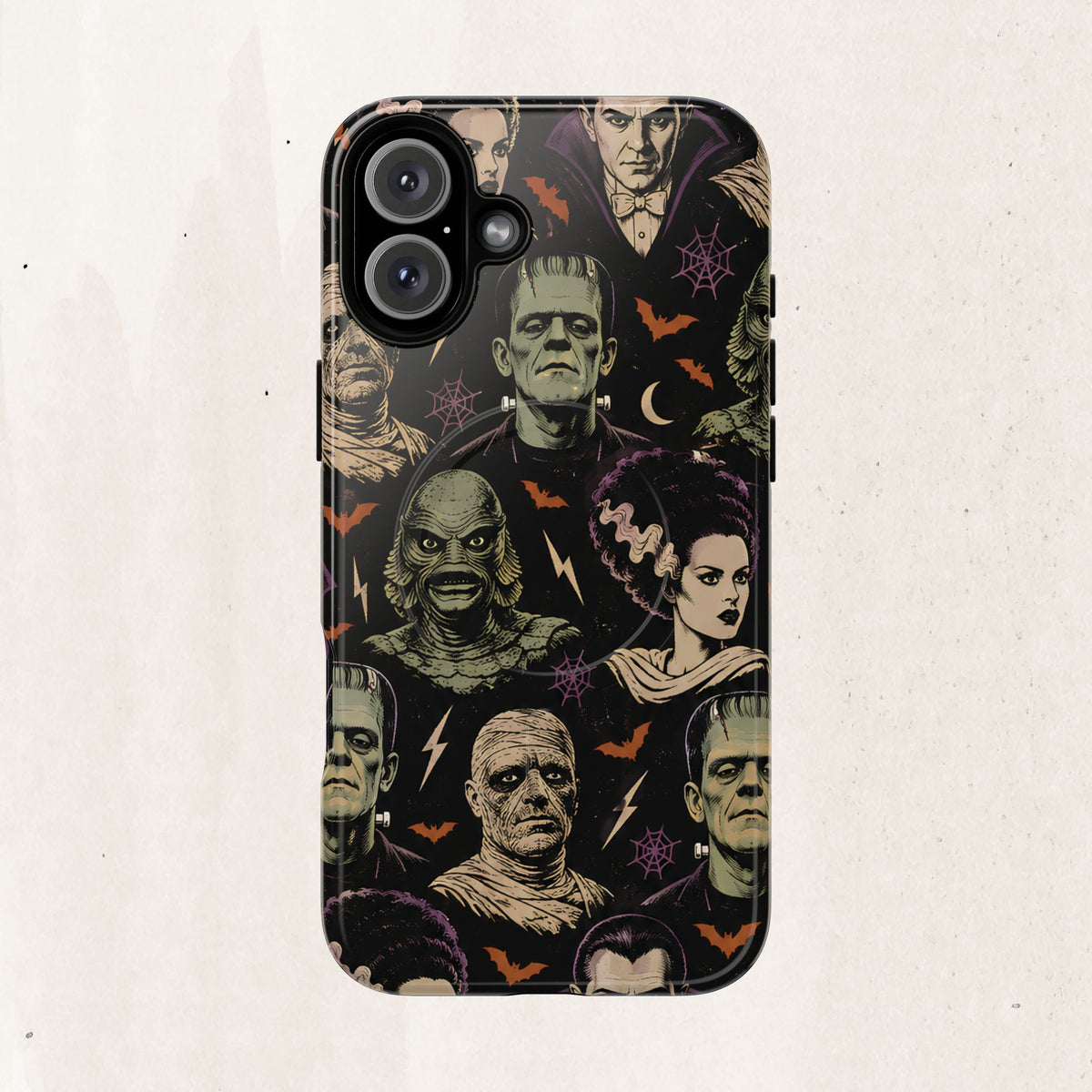 Monster Mash Magnetic Phone Case — Retro Classic Horror Collage