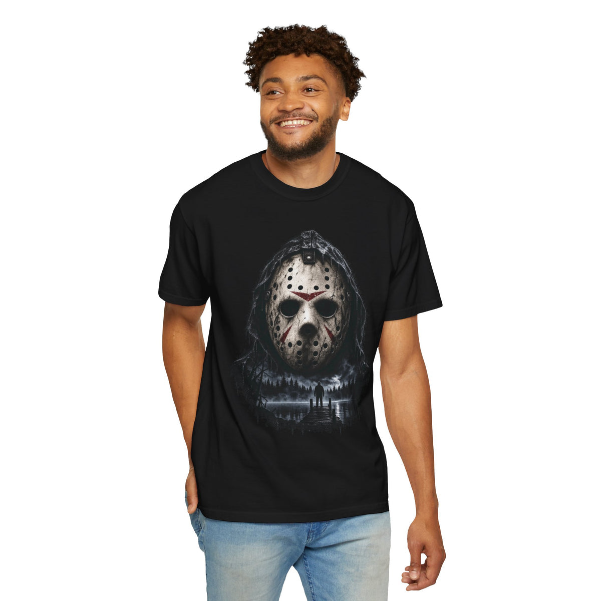 Jason Hockey Mask Lake Scene Graphic Tee