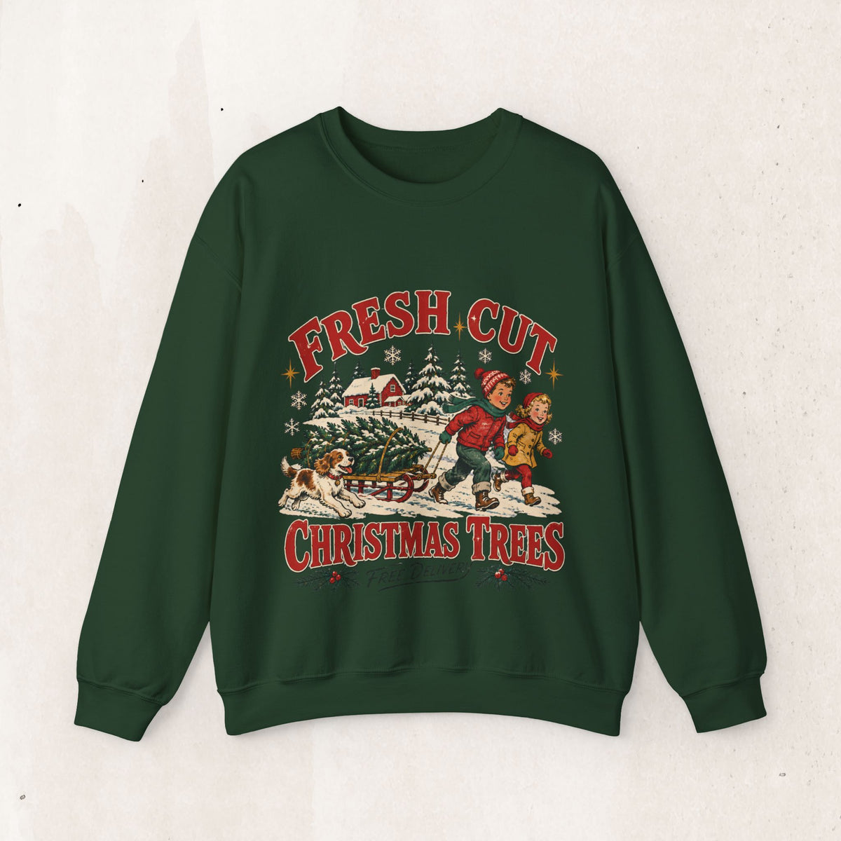 Fresh Cut Christmas Trees Sweatshirt, Vintage Christmas Tree Farm Crewneck