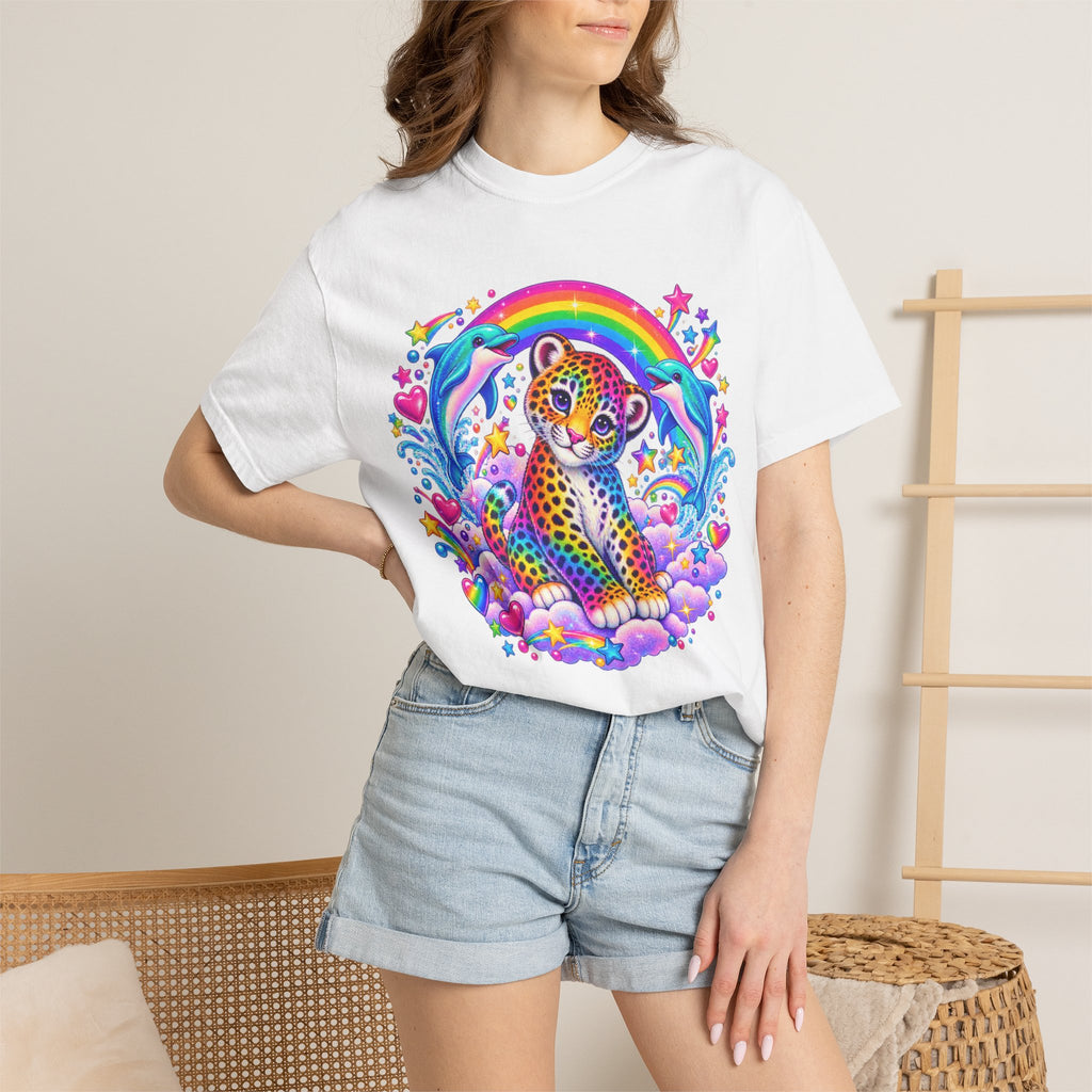 Lisa Frank Inspired Leopard Rainbow Tee