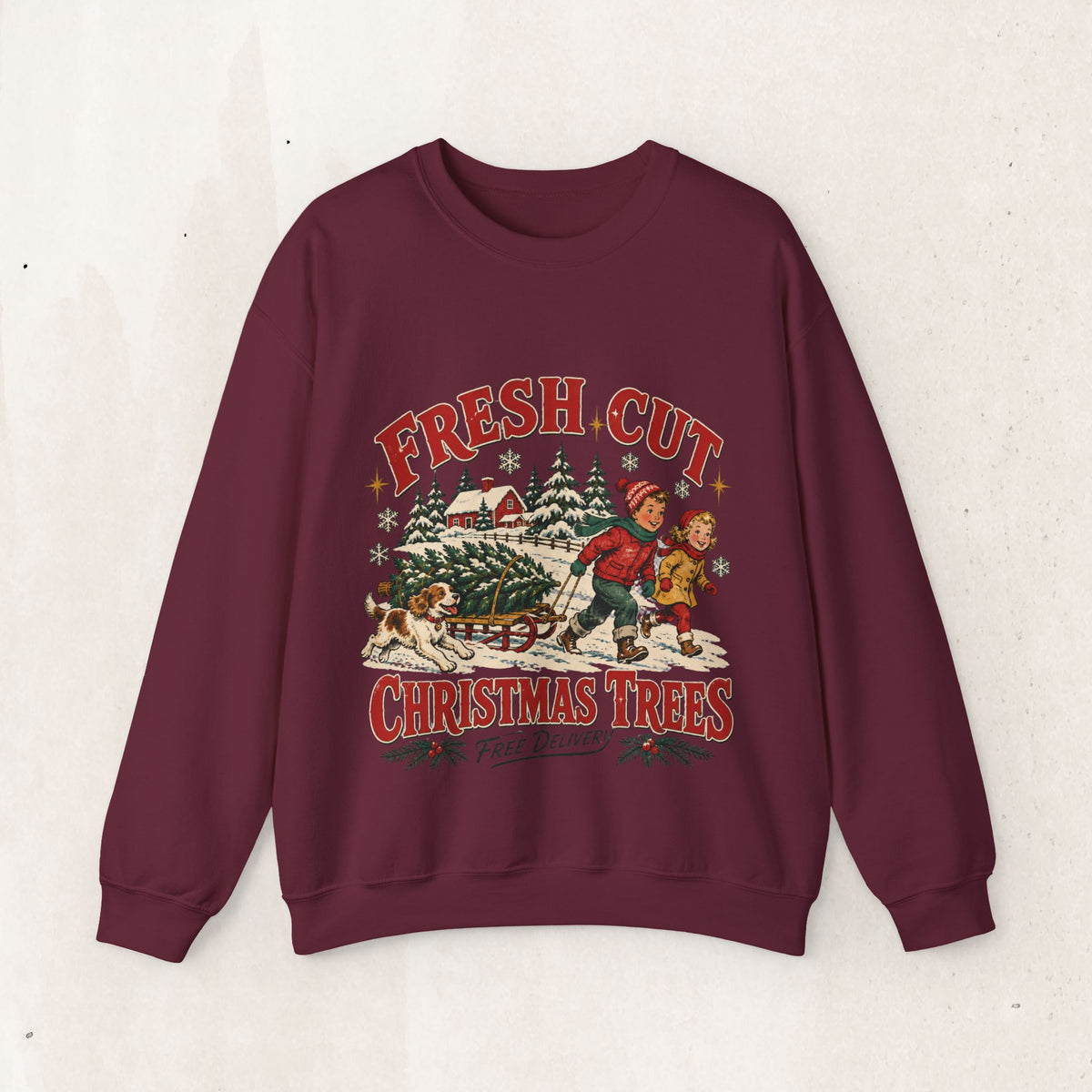 Fresh Cut Christmas Trees Sweatshirt, Vintage Christmas Tree Farm Crewneck