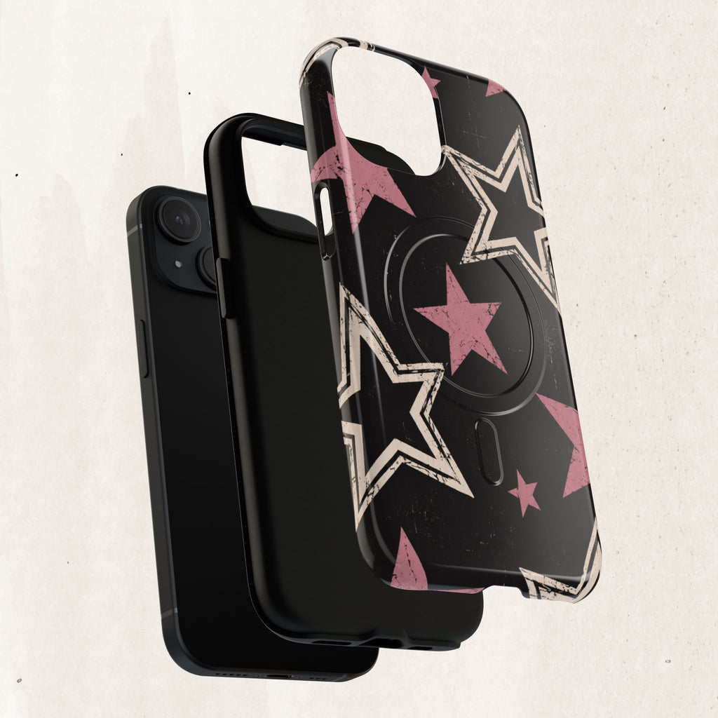 Magnetic Phone Case — Pink Retro Stars Tough Protective Cover Printify