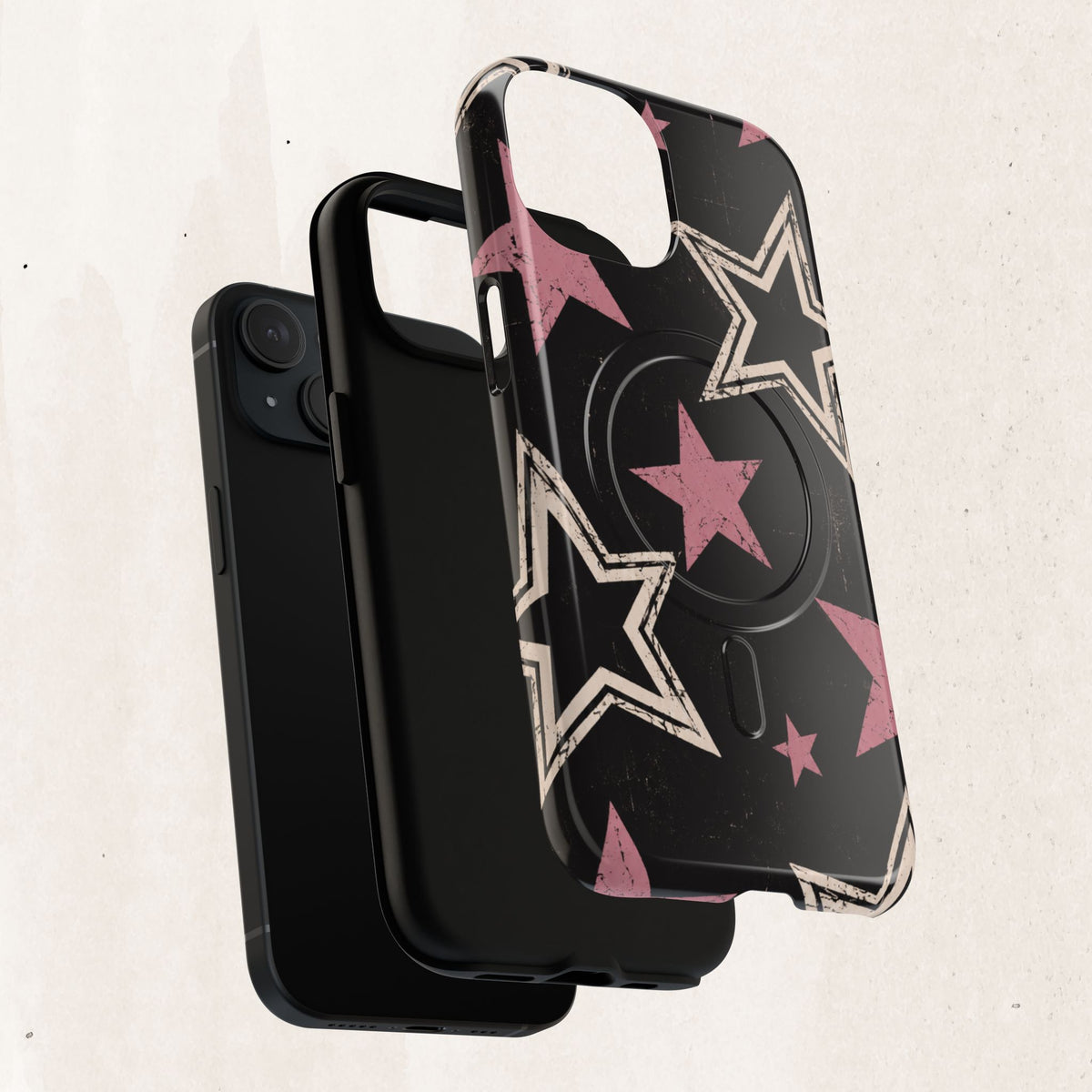 Magnetic Phone Case — Pink Retro Stars Tough Protective Cover Printify