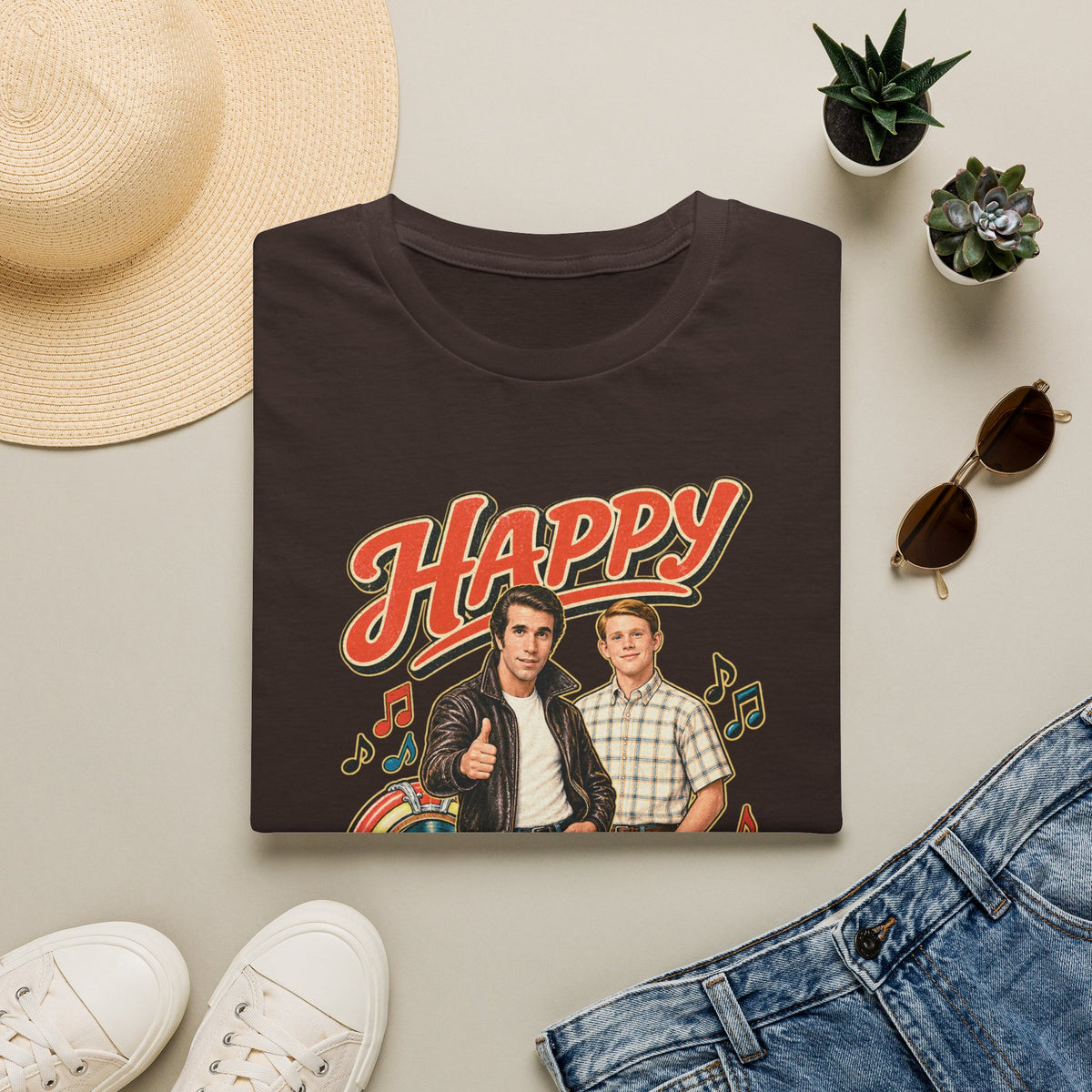 Happy Days Graphic Tee in Dark Chocolate, alternate view