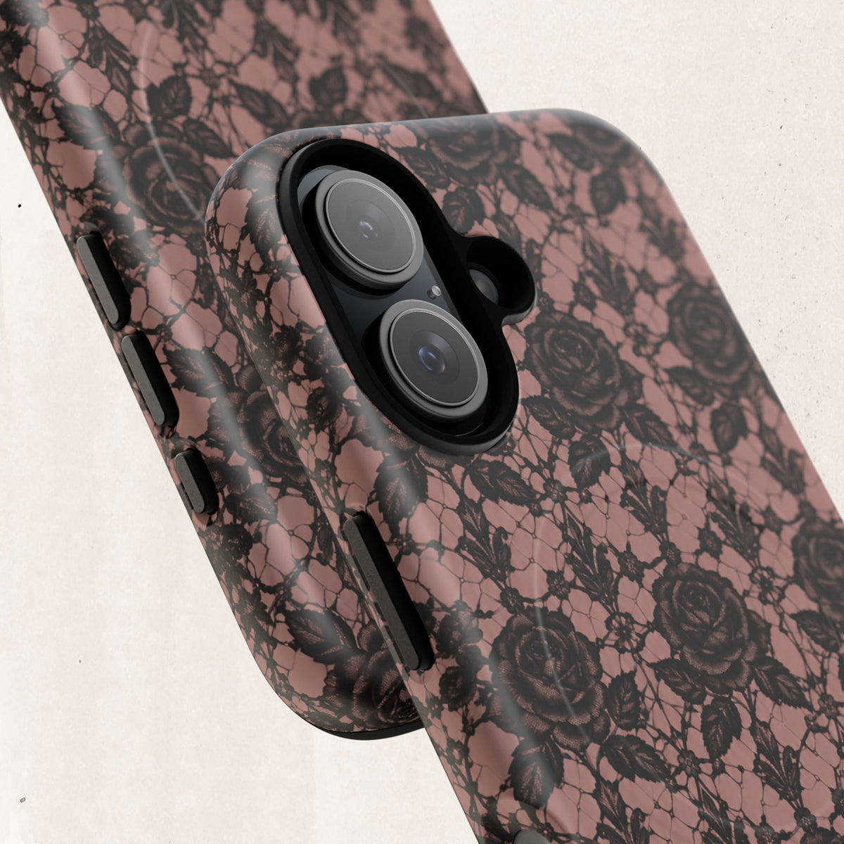Vintage Black Lace Rose Pattern Phone Case