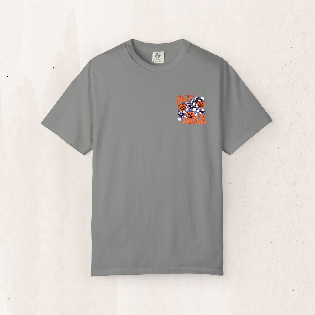 Embroidered Retro "October" Halloween Tee
