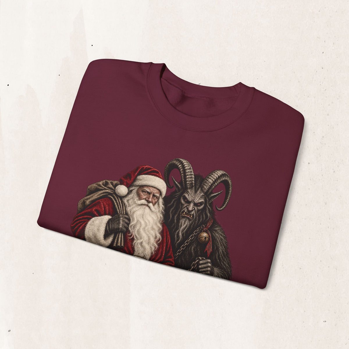 Krampus & Santa Claus Christmas Crewneck Sweater