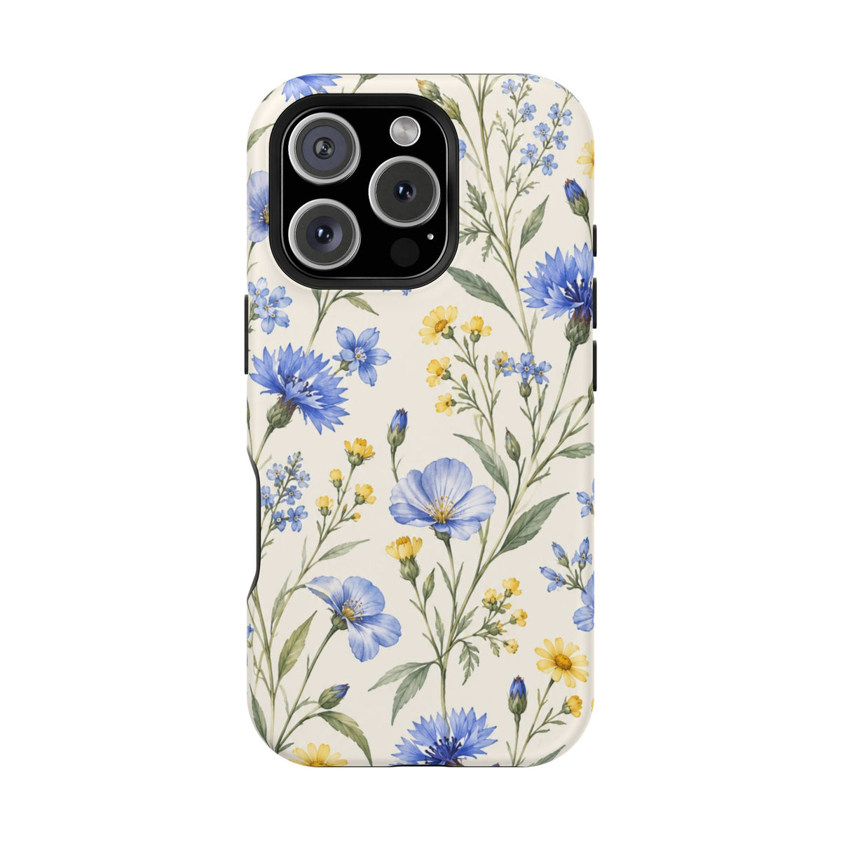Floral Blue Cornflower Tough Magnetic Phone Case, alternate view