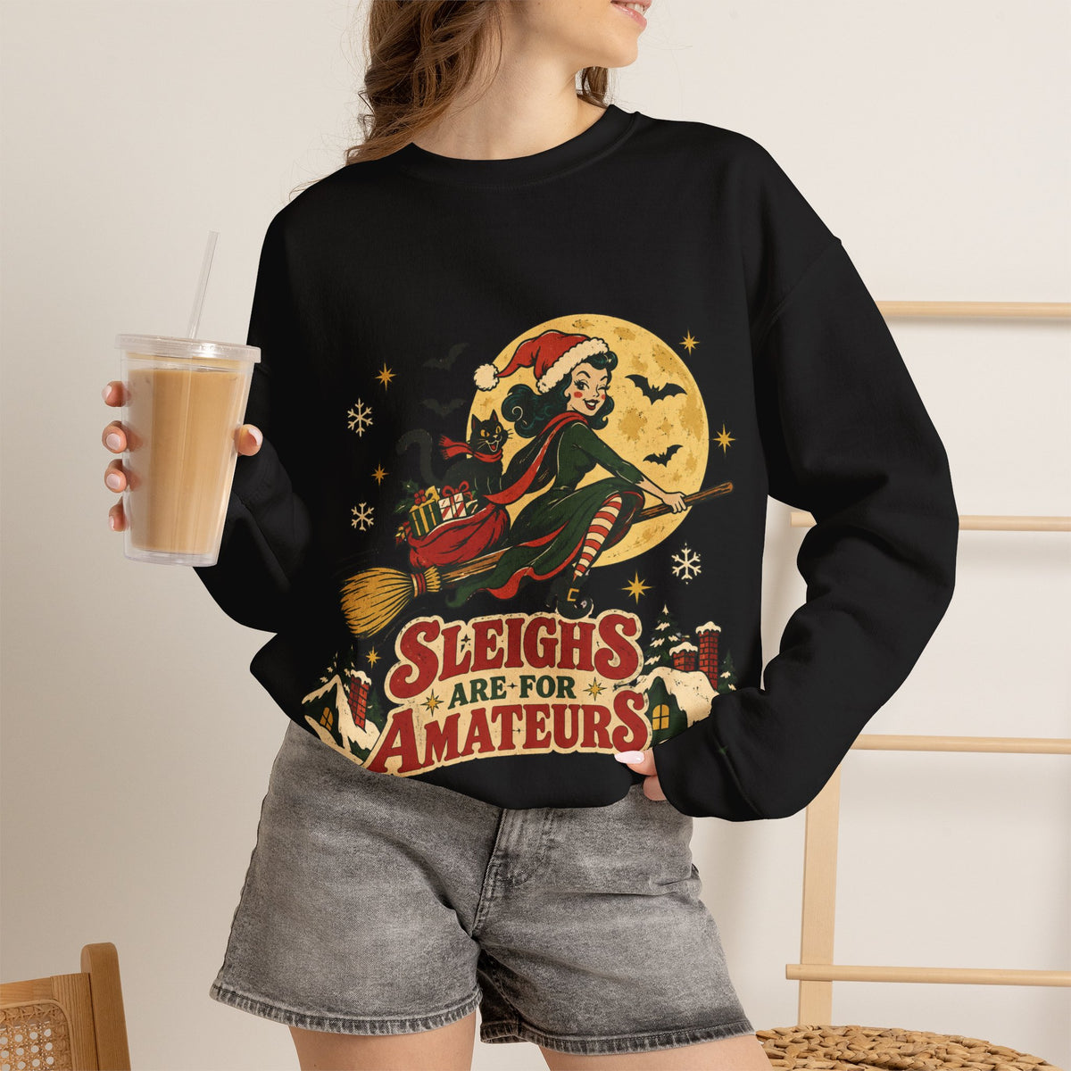 Sleighs Are for Amateurs Christmas Sweatshirt, Funny Christmas Crewneck