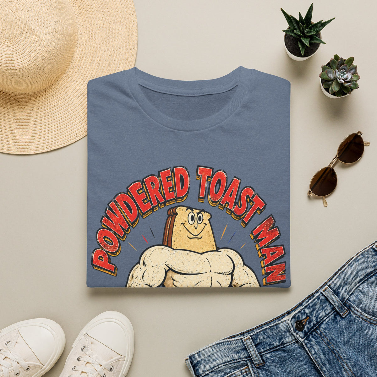 Powdered Toast Man Graphic Tee in Heather Indigo, alternate view
