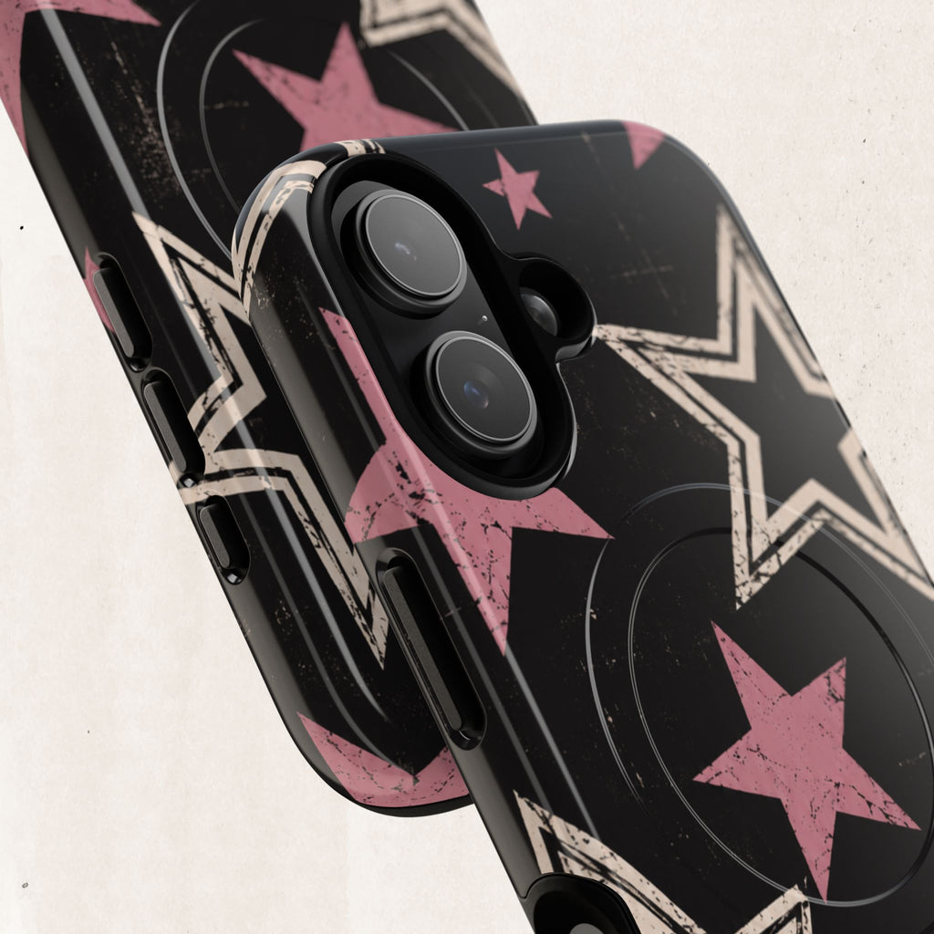 Magnetic Phone Case — Pink Retro Stars Tough Protective Cover Printify