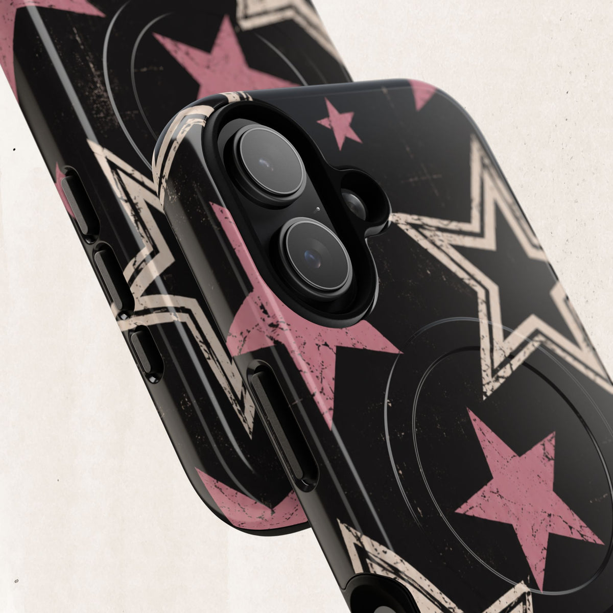 Magnetic Phone Case — Pink Retro Stars Tough Protective Cover Printify