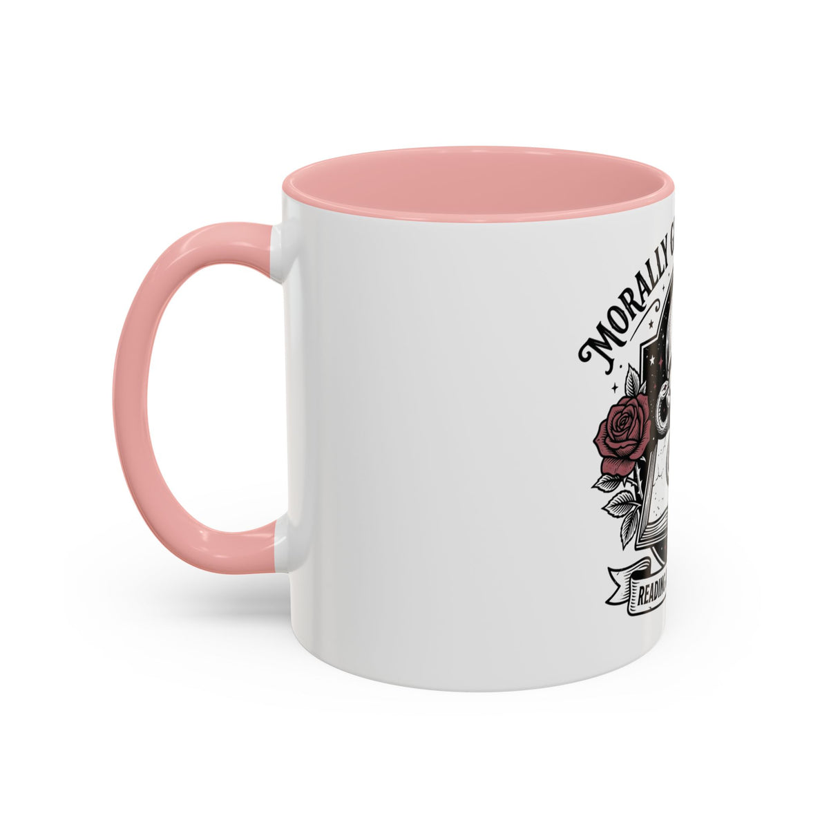 Morally Grey Book Club Coffee Mug in Black, alternate view