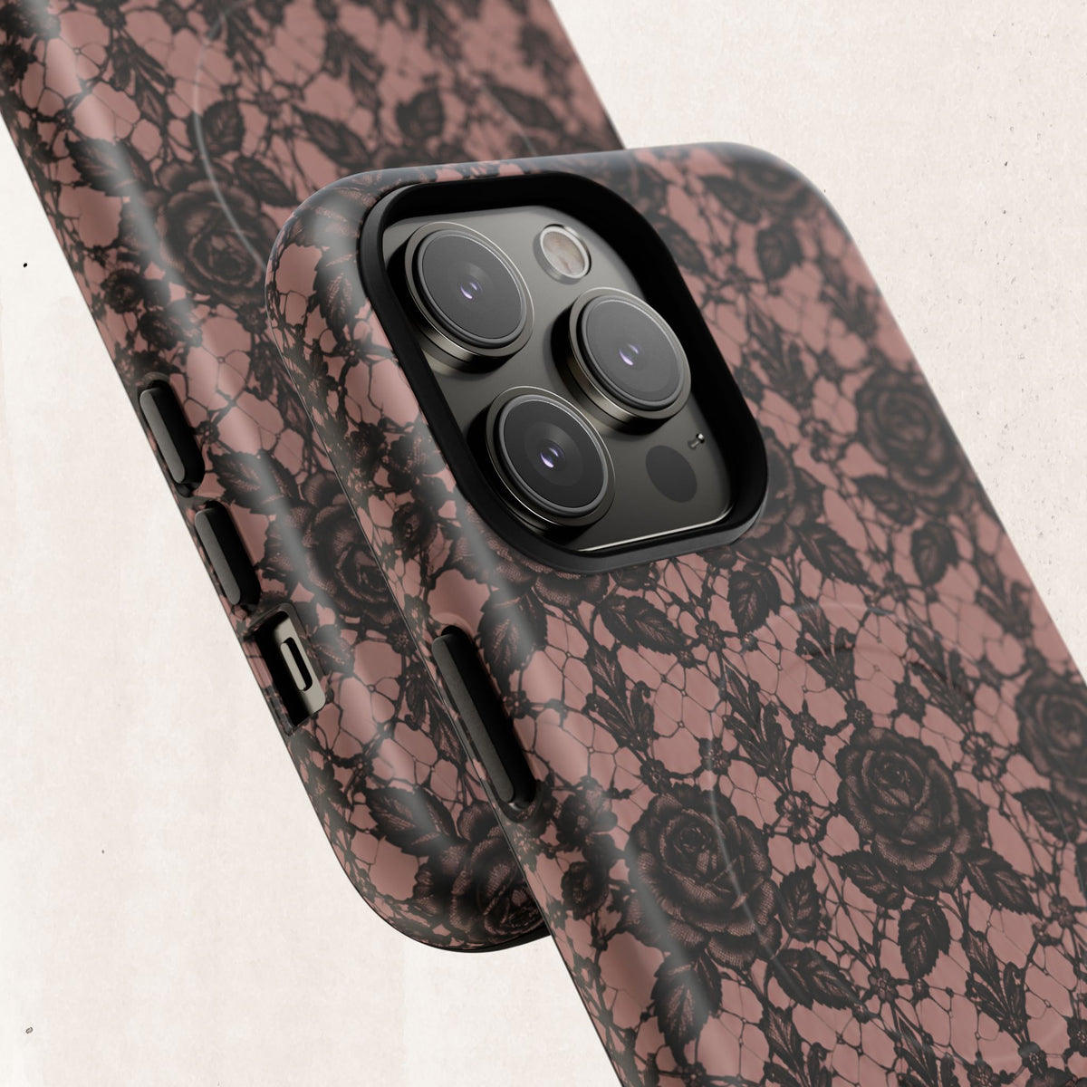 Vintage Black Lace Rose Pattern Phone Case