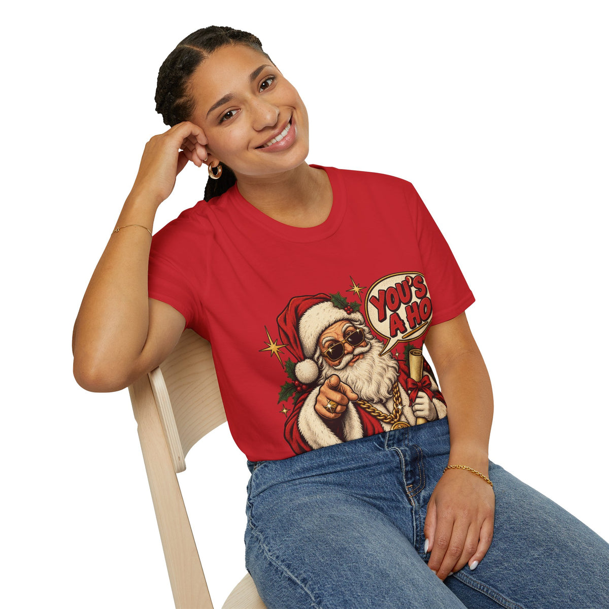 Santa Claus “You’s a Ho” Funny Christmas Tee Printify