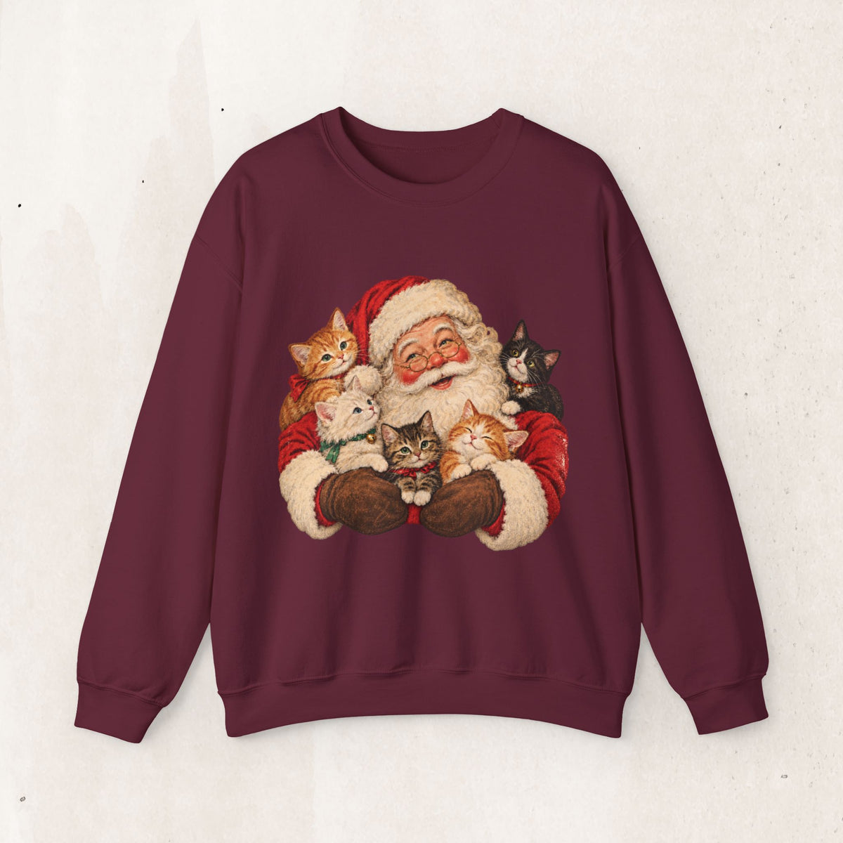 Santa and cats Christmas crewneck sweatshirt