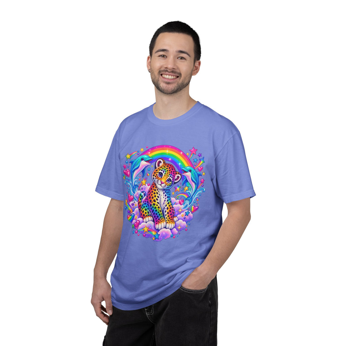 Lisa Frank Inspired Leopard Rainbow Tee