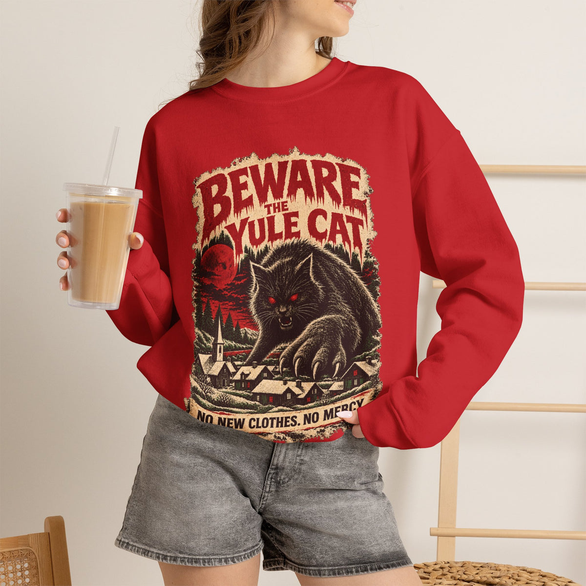 Beware the Yule Cat Horror Poster sweatshirt