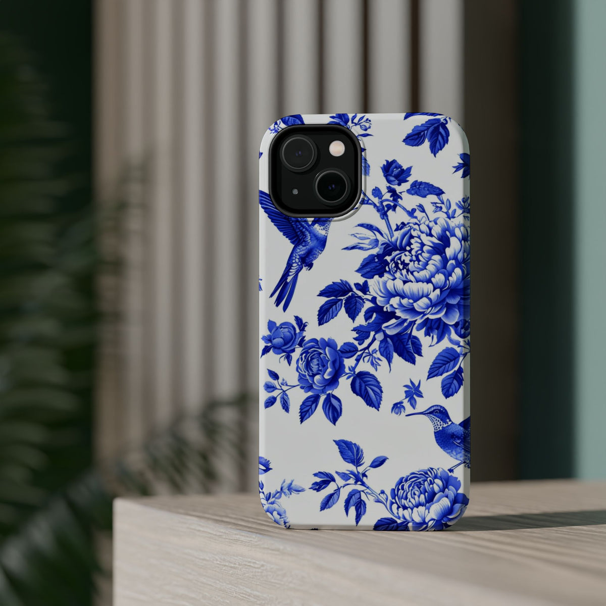 Blue Floral Bird Magnetic Phone Case, alternate view