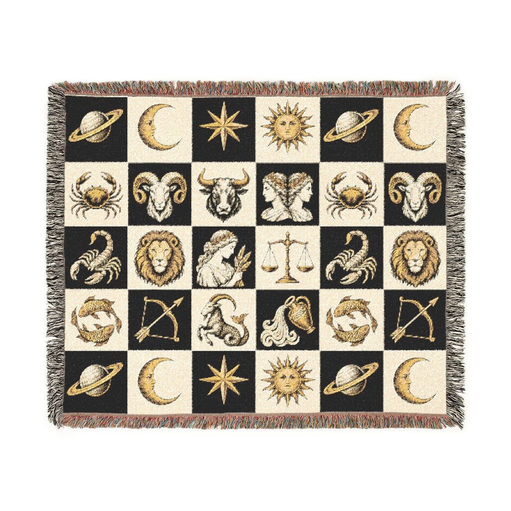 Zodiac Checkerboard Woven Blanket Printify