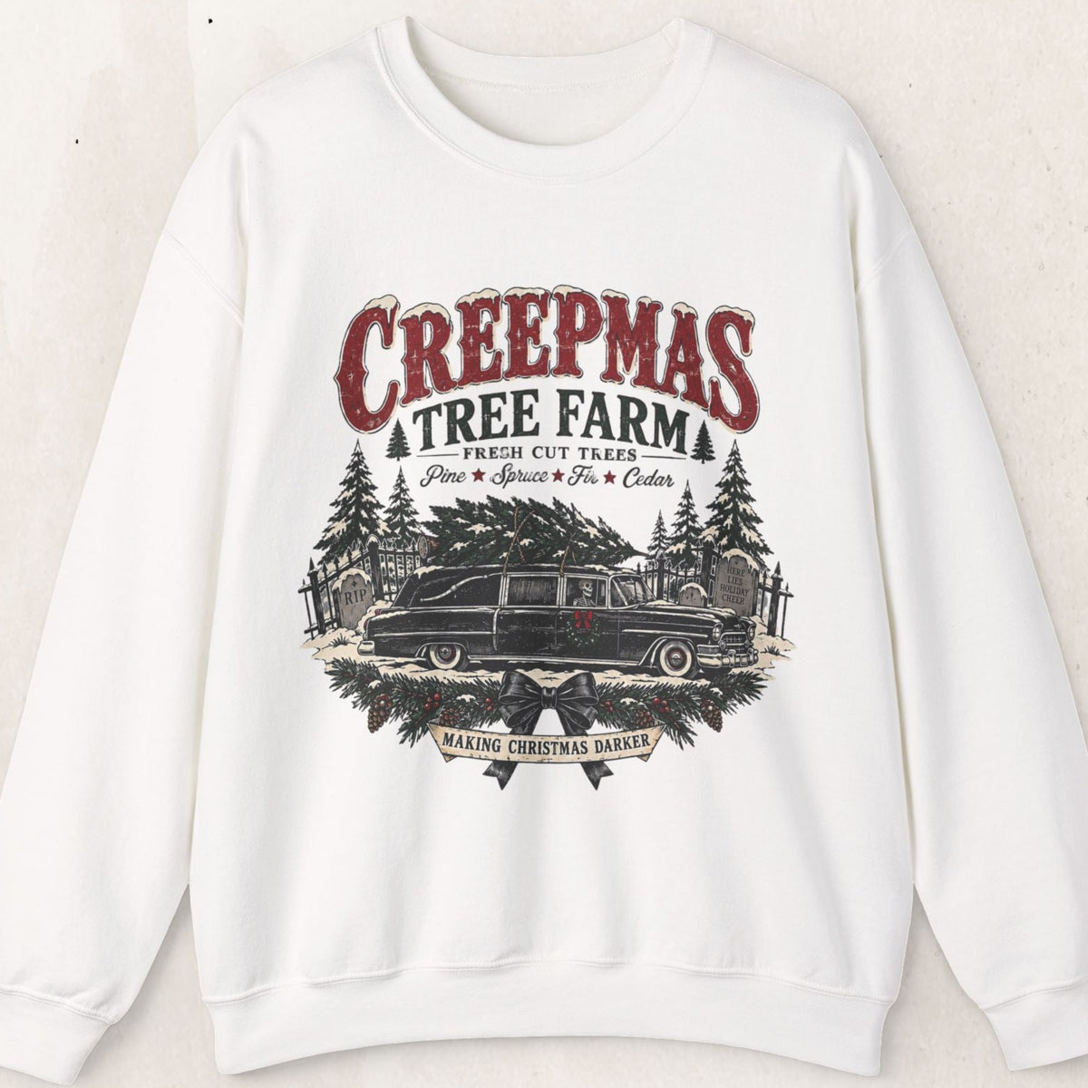 Creepmas Tree Farm Christmas Sweatshirt, Gothic Christmas Tree Crewneck