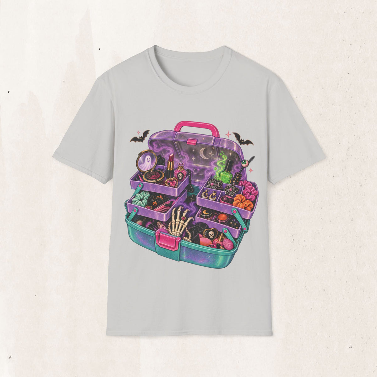 Witchy Makeup Case T‑Shirt — Spooky CABOODLE Kit Graphic Tee