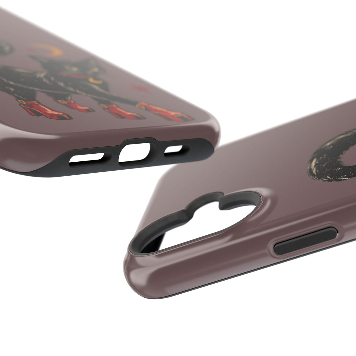 Black Cat in Red Boots MagSafe Phone Case, alternate view