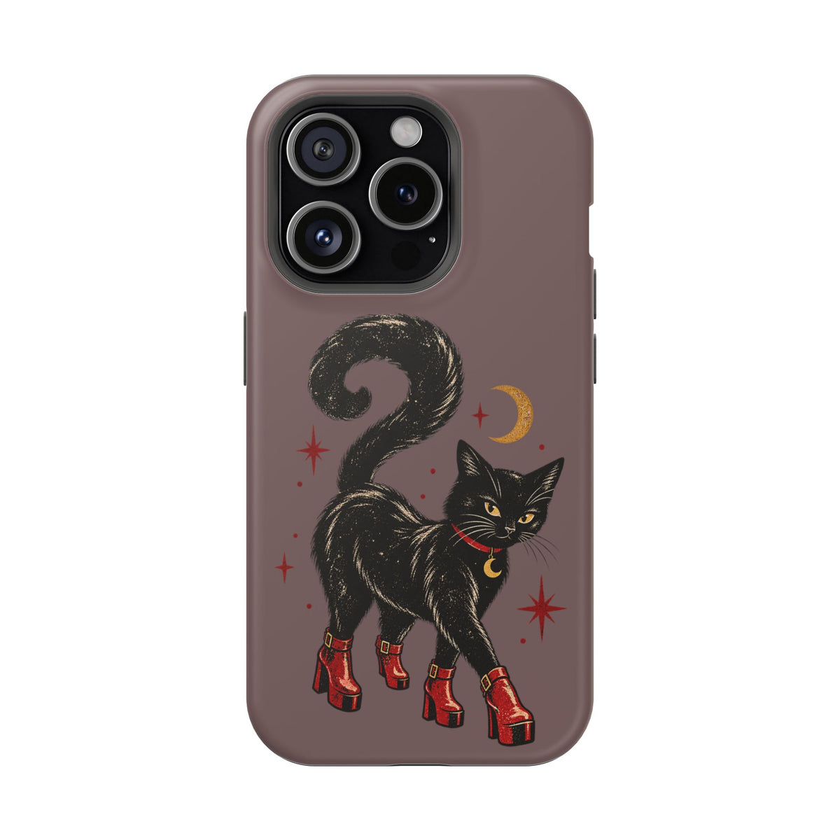 Black Cat in Red Boots MagSafe Phone Case, alternate view