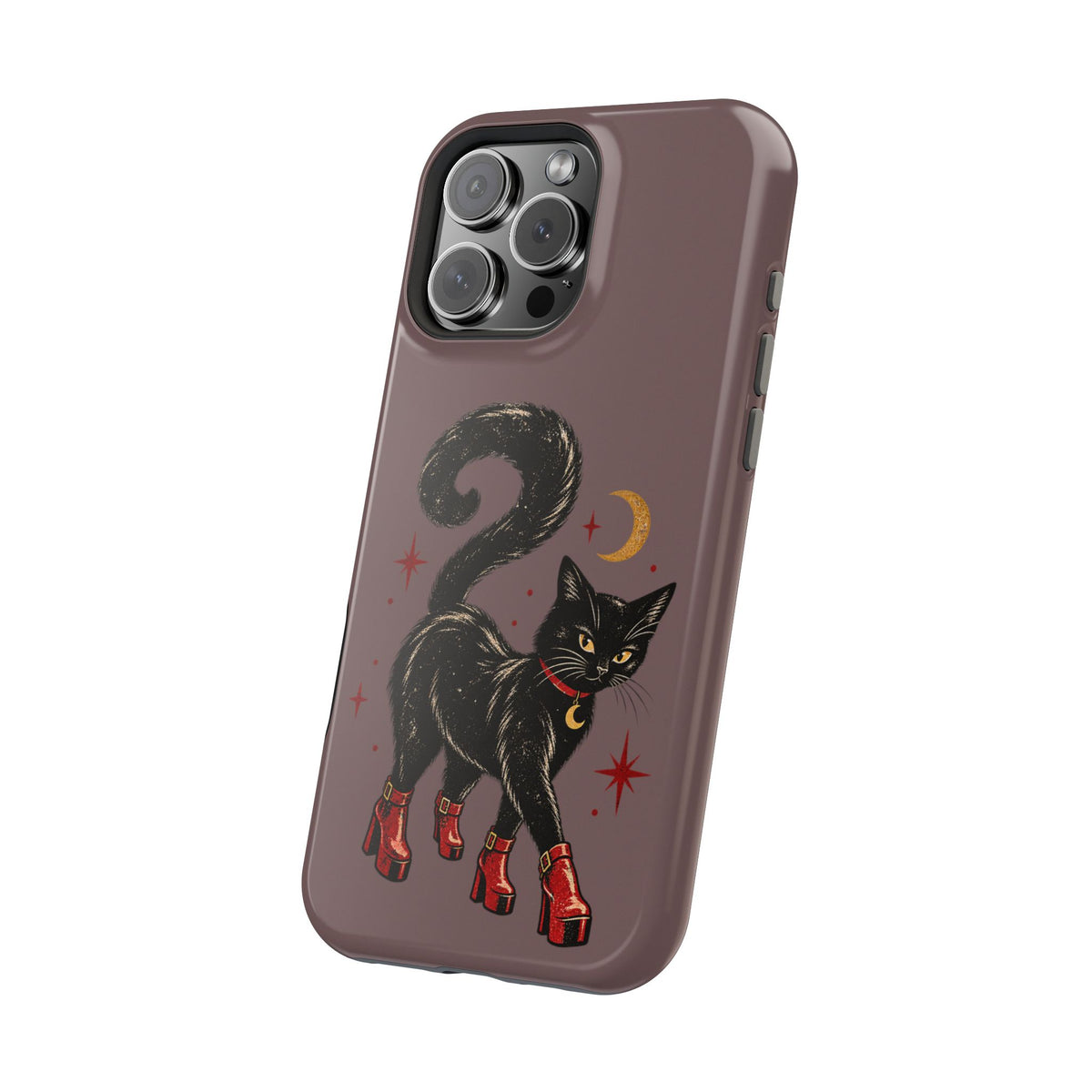 Black Cat in Red Boots MagSafe Phone Case, alternate view