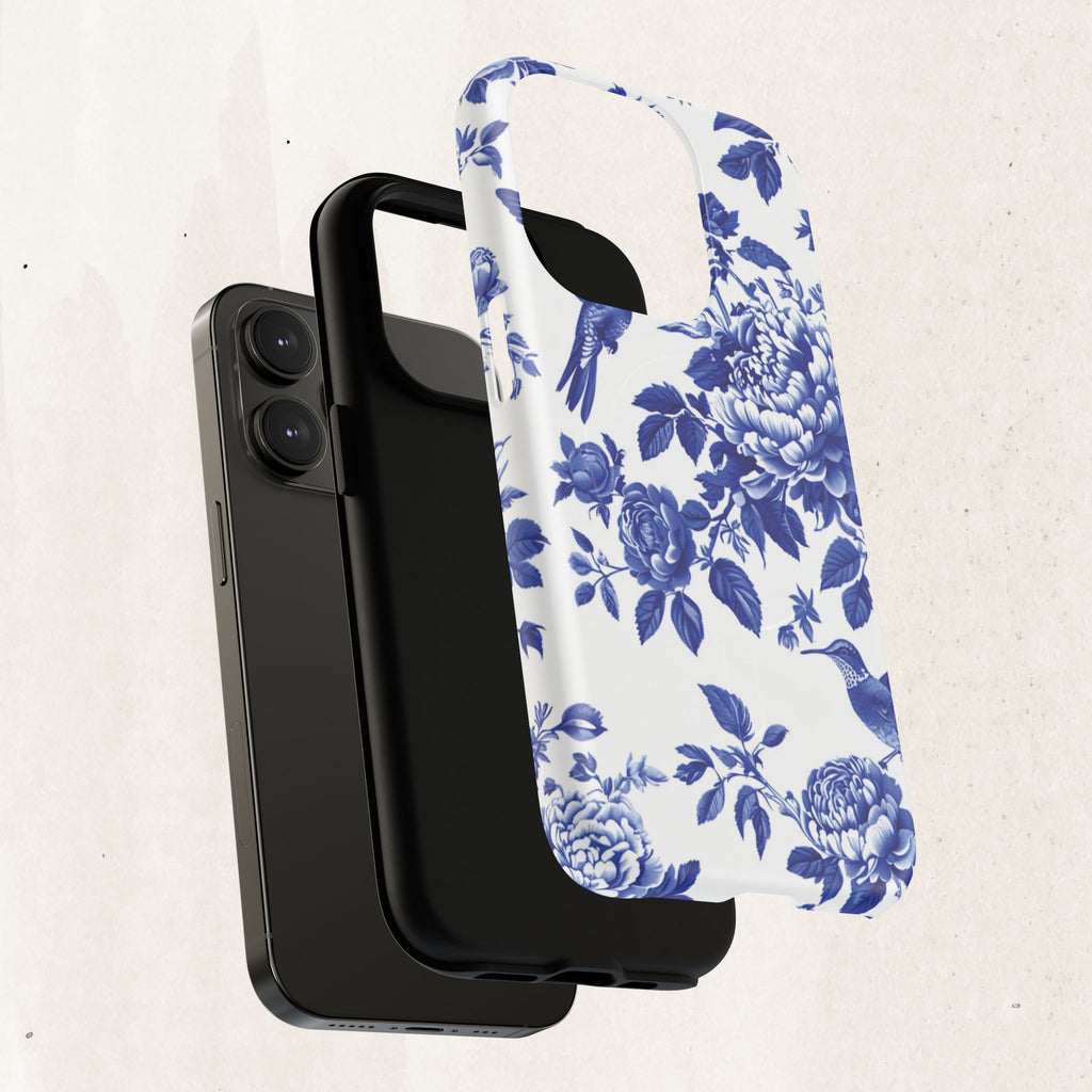 Blue Floral Bird Tough Magnetic Phone Case