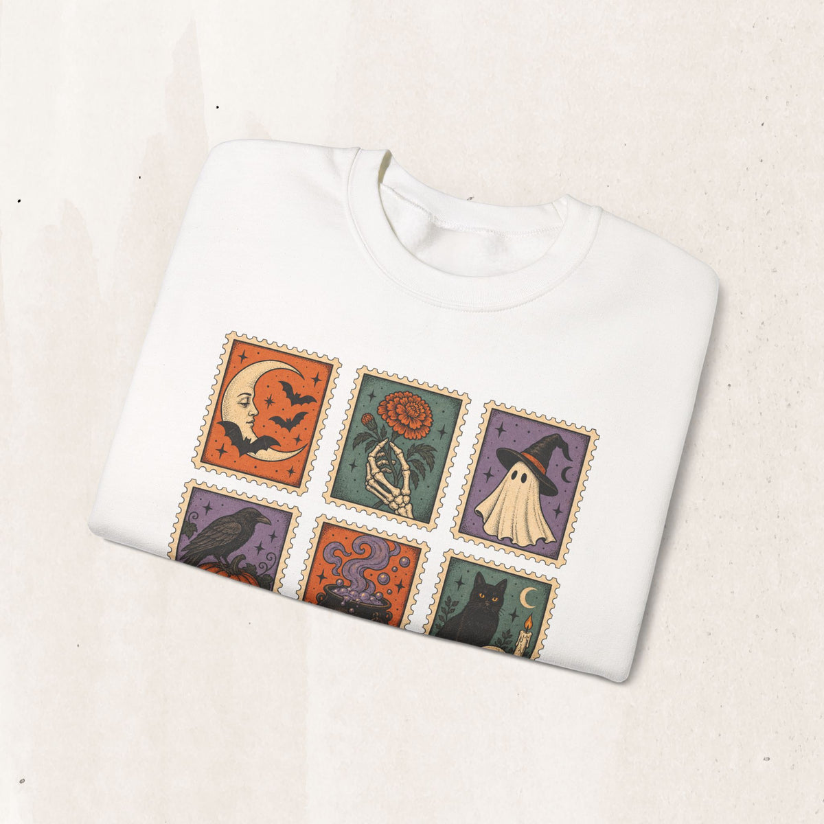 Vintage Spooky Stamp Panel Sweatshirt