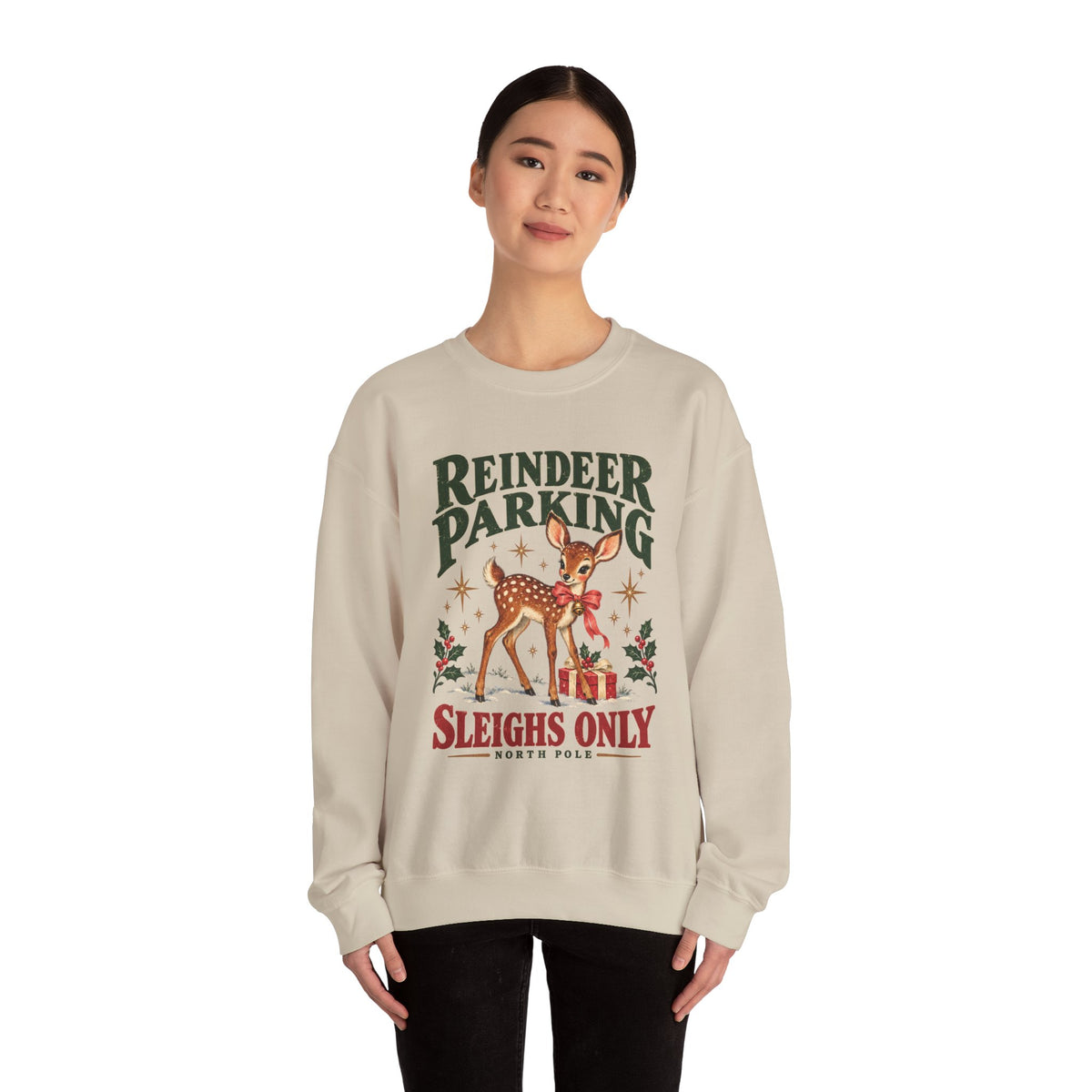 Reindeer Parking Sleighs Only Christmas sweatshirt