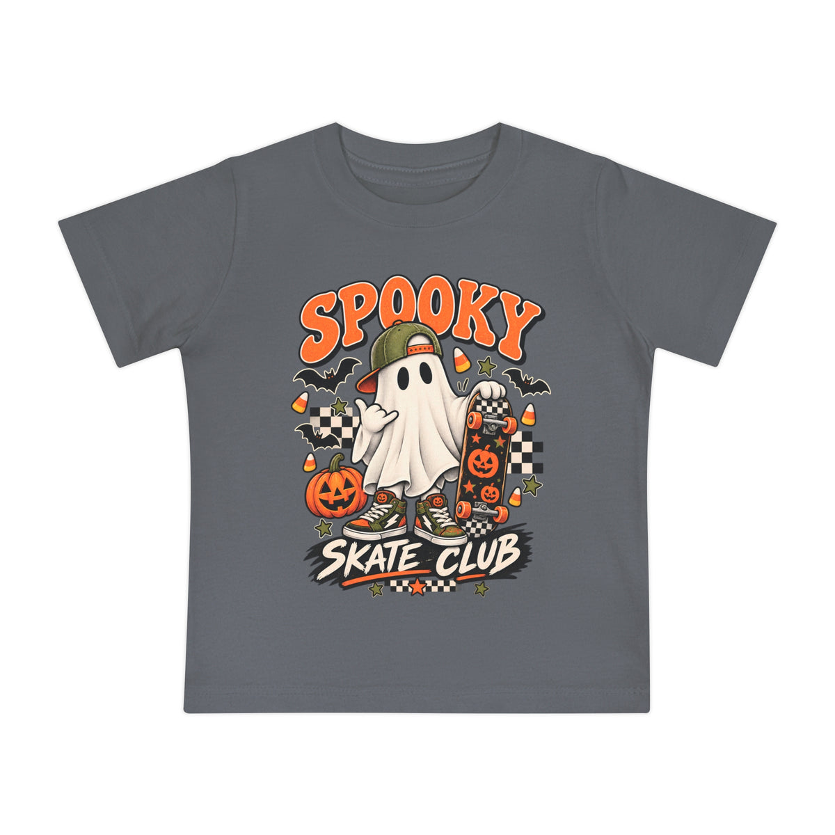 Spooky Skate Club Baby T-Shirt — Halloween Ghost Skateboard Tee