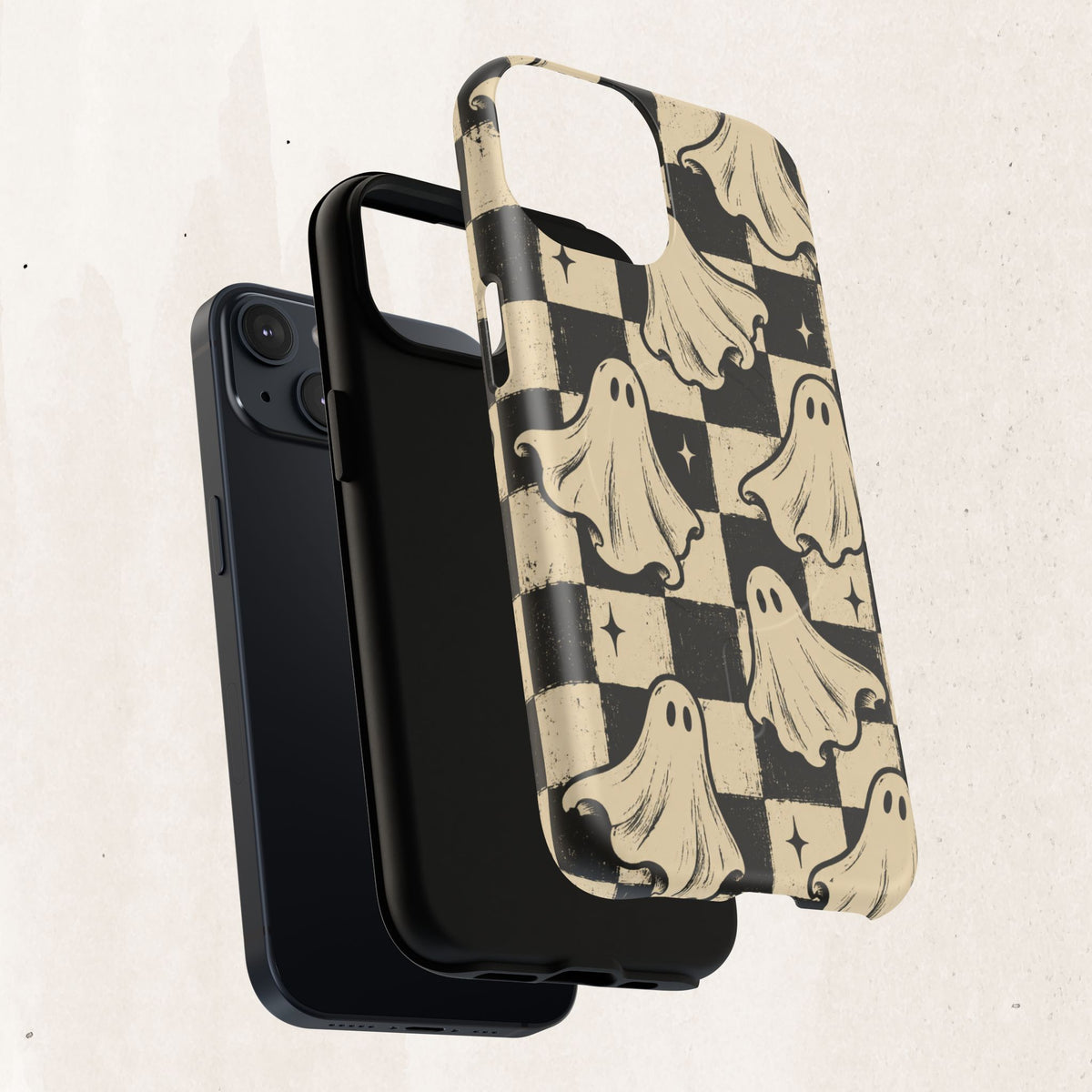 Ghost Checker Tough Magnetic Phone Case — Retro Spooky iPhone Cover Printify