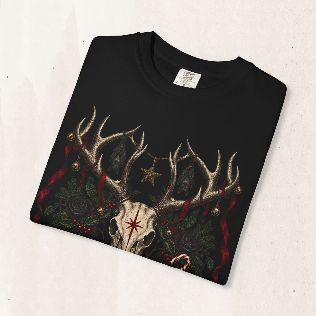 Deer Skull Holiday Wreath T-Shirt