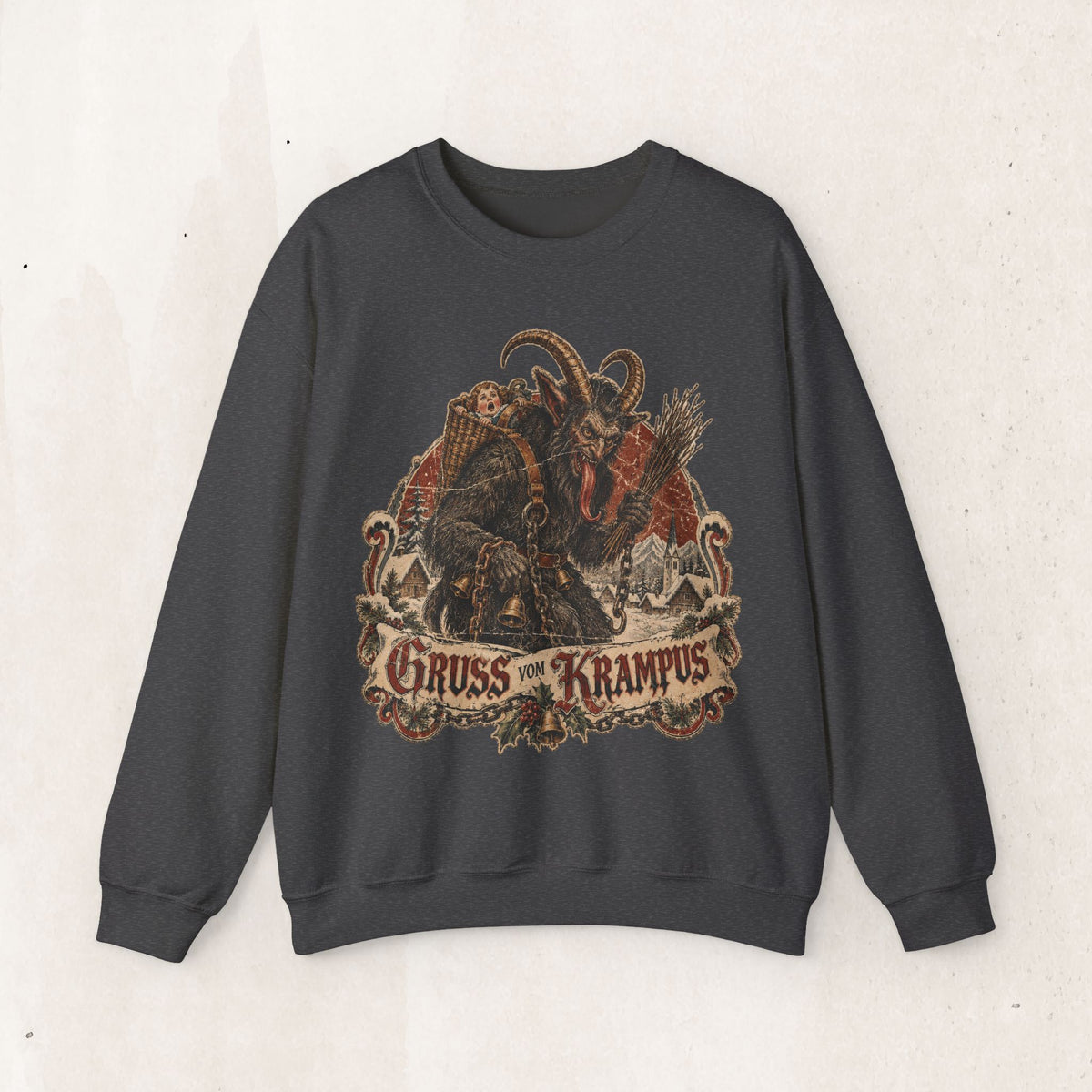 Gruss Vom Krampus Christmas Sweatshirt, Gothic Krampus Crewneck