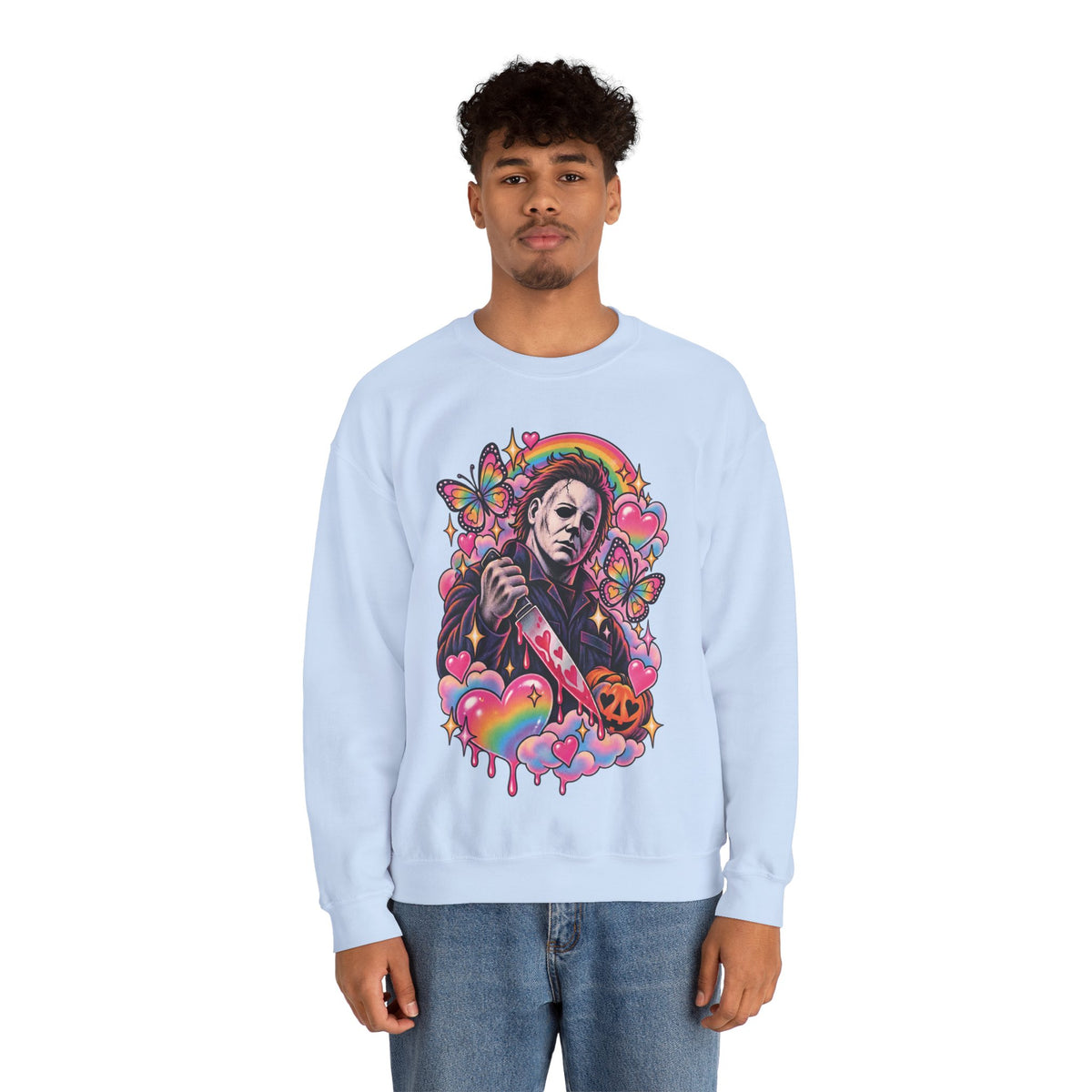 Colorful Michael Myers Horror Heart Crewneck