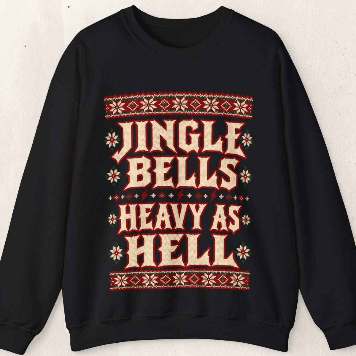 Jingle Bells Heavy as Hell Metal Christmas Sweatshirt – Black